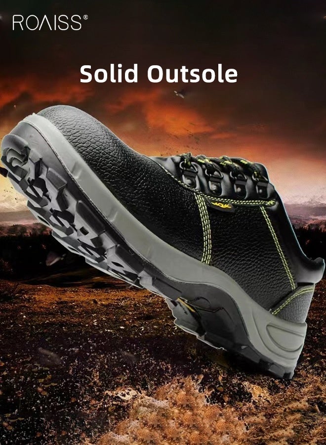 roaiss Men's Protective Safety Work Shoes Black Lace-Up Labor Shoes with Anti-Smash  Anti-Puncture Steel Toe Cap Non-Slip Sole Comfortable, Wear-Resistant for Construction Sites and Demanding Work - Image 4